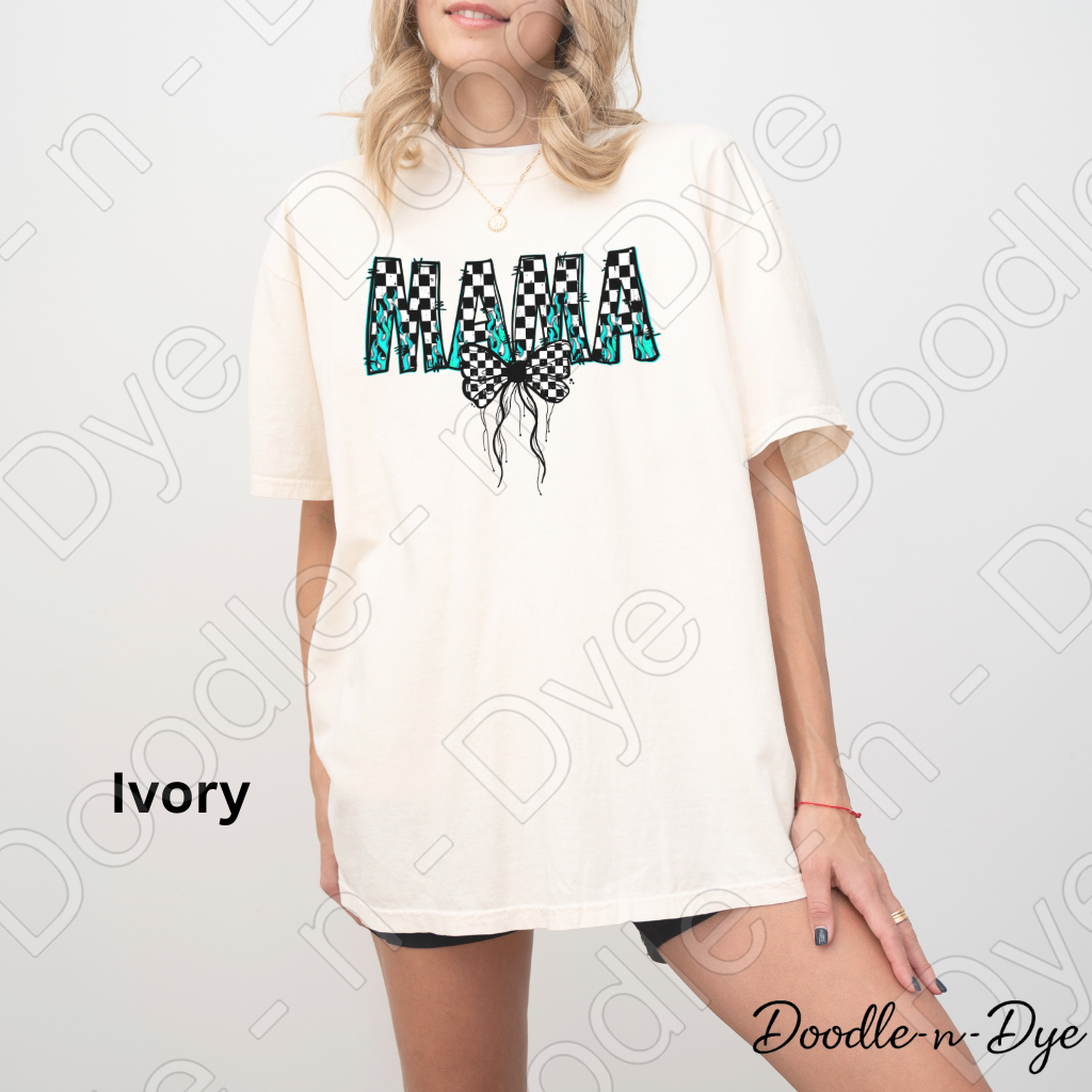 Mama Checkered Leopard Bow Shirt – Trendy Comfort Colors Mom Tee - Mother's Day Gift