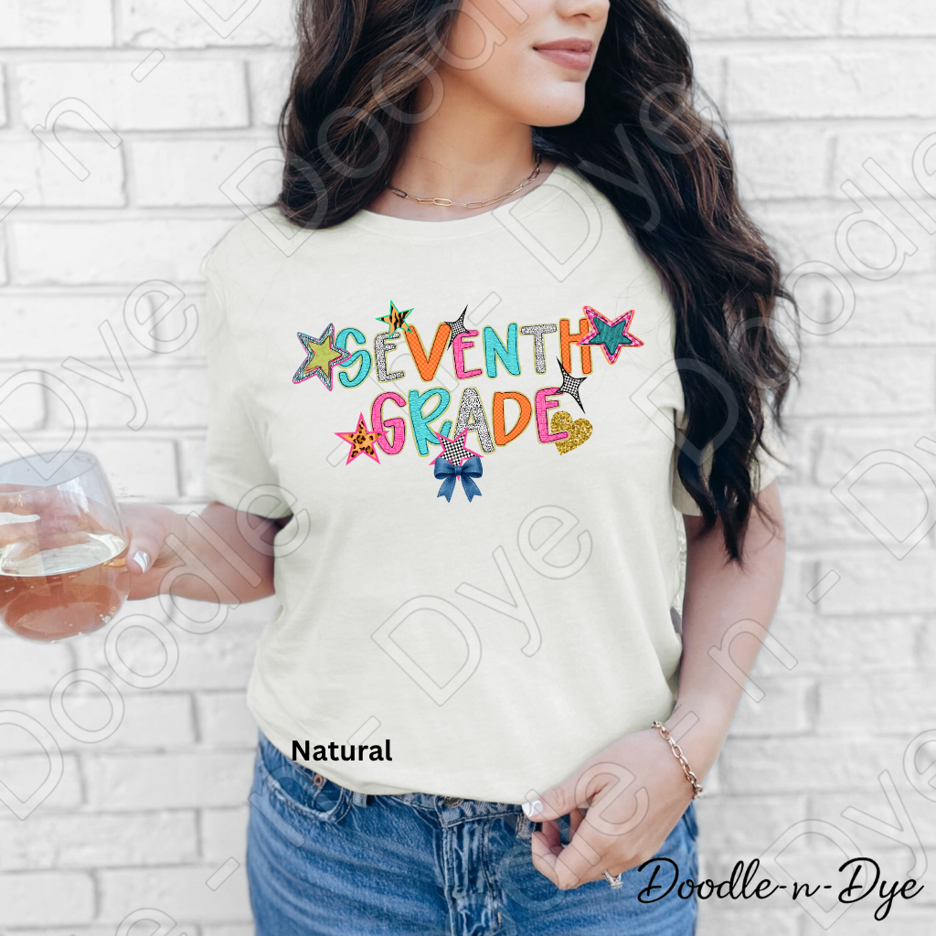 Seventh Grade Teacher Bella & Canvas Tee, Back to School Teacher & Student Tee, Meet‑the‑Teacher & Classroom Photos, Beginning of School Seventh Grade Teacher Shirt, Grade Level Gift for Teacher