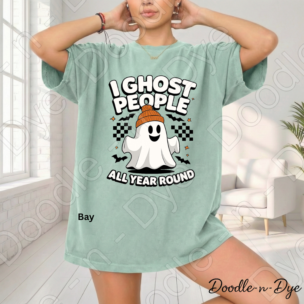 I Ghost People All Year Round Shirt, Funny Ghost Halloween Tee, Comfort Colors Ghost Shirt, Introvert Humor Shirt, Cute Spooky Season Tee, Ghost Lover Gift
