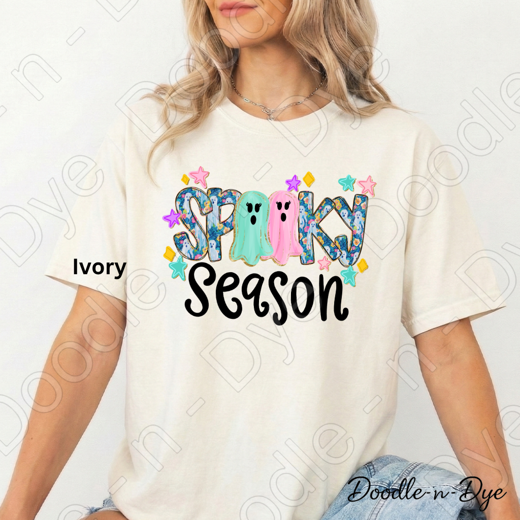 Preppy Spooky Season Ghost Shirt | Cute Halloween Comfort Colors® T-Shirt | Pastel Ghost Graphic Tee | Whimsical Fall Shirt | Cozy Halloween Tee