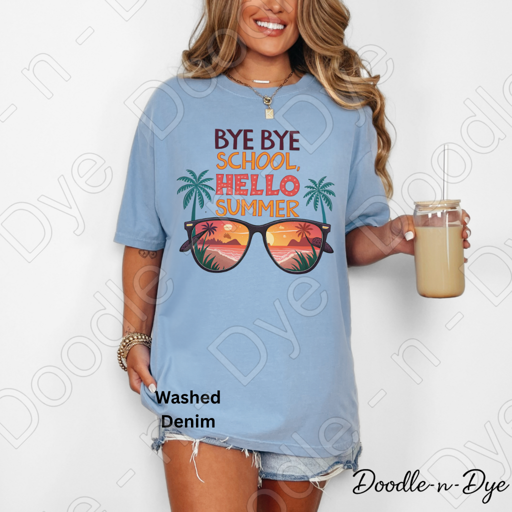 Retro Bye Bye School Hello Summer Tee, End of School Comfort Colors Shirt, Teacher Summer T-Shirt, Bye Bye School Retro Graphic Tee