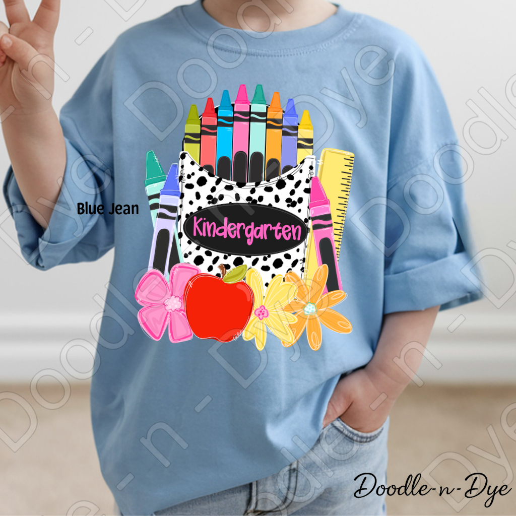 Kindergarten Youth Comfort Colors Tee, Back to School Kids Shirt, Cute Classroom Photo Outfit, Colorful Kindergarten Pocket Tee, Beginning of School Student Shirt