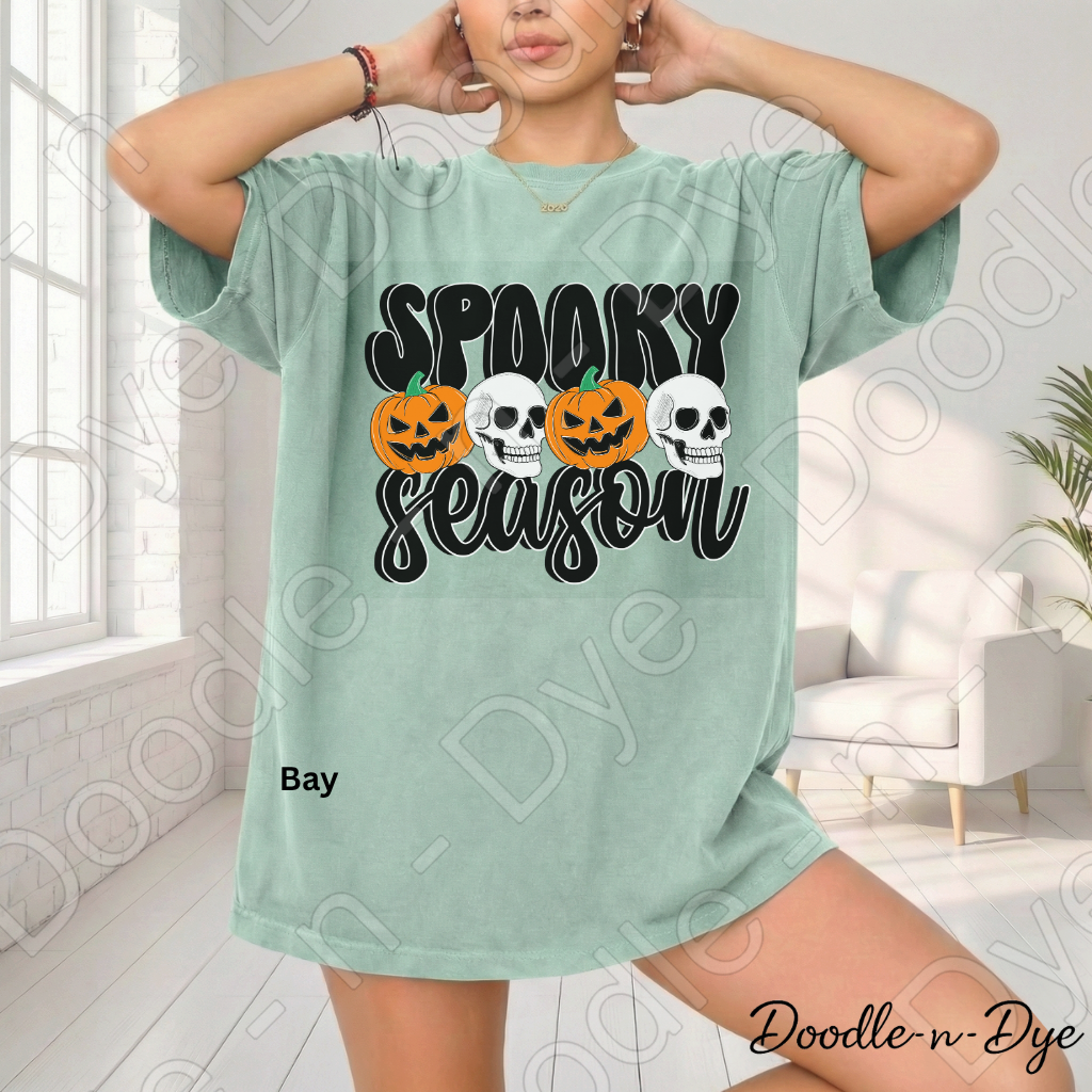 Spooky Season Shirt, Halloween Pumpkin Skull Tee, Comfort Colors Halloween Shirt, Cute Spooky Fall Graphic Tee, October Pumpkin Shirt