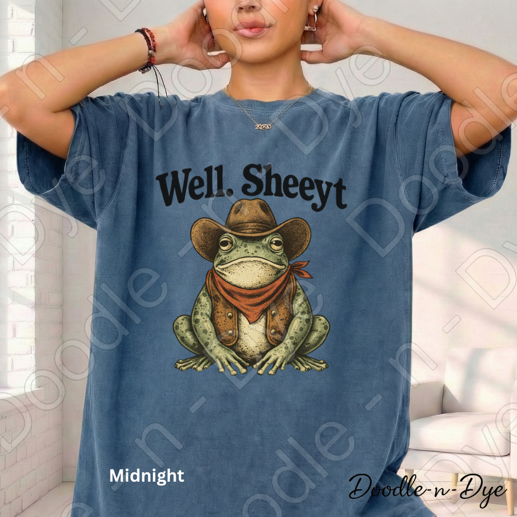 Funny Southern Comfort Colors Tee, Well Sheeyt Funny Cowboy Shirt, Snarky Toad T-Shirt, Humorous Frog Tee