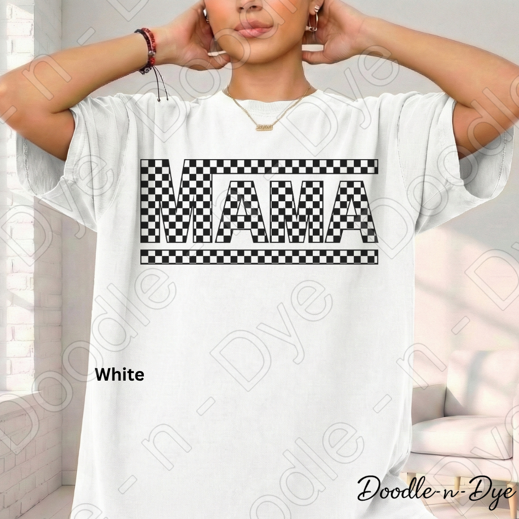 Retro MAMA Comfort Colors Tee, Mother's Day Shirt, Checkered MAMA Graphic T-Shirt, Gift for Her