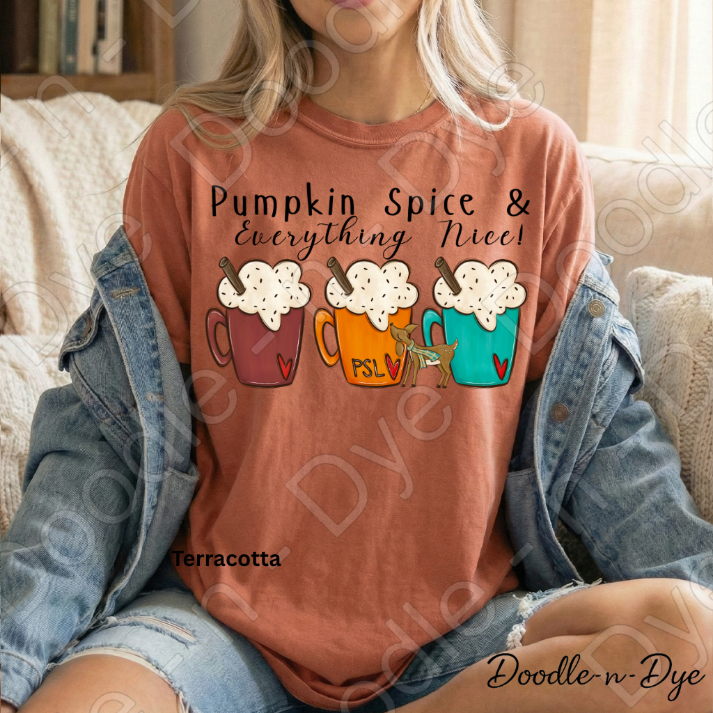 Pumpkin Spice & Everything Nice Shirt | Comfort Colors 1717 | PSL Fall Tee | Pumpkin Spice Latte Shirt | Cozy Autumn Graphic Tee