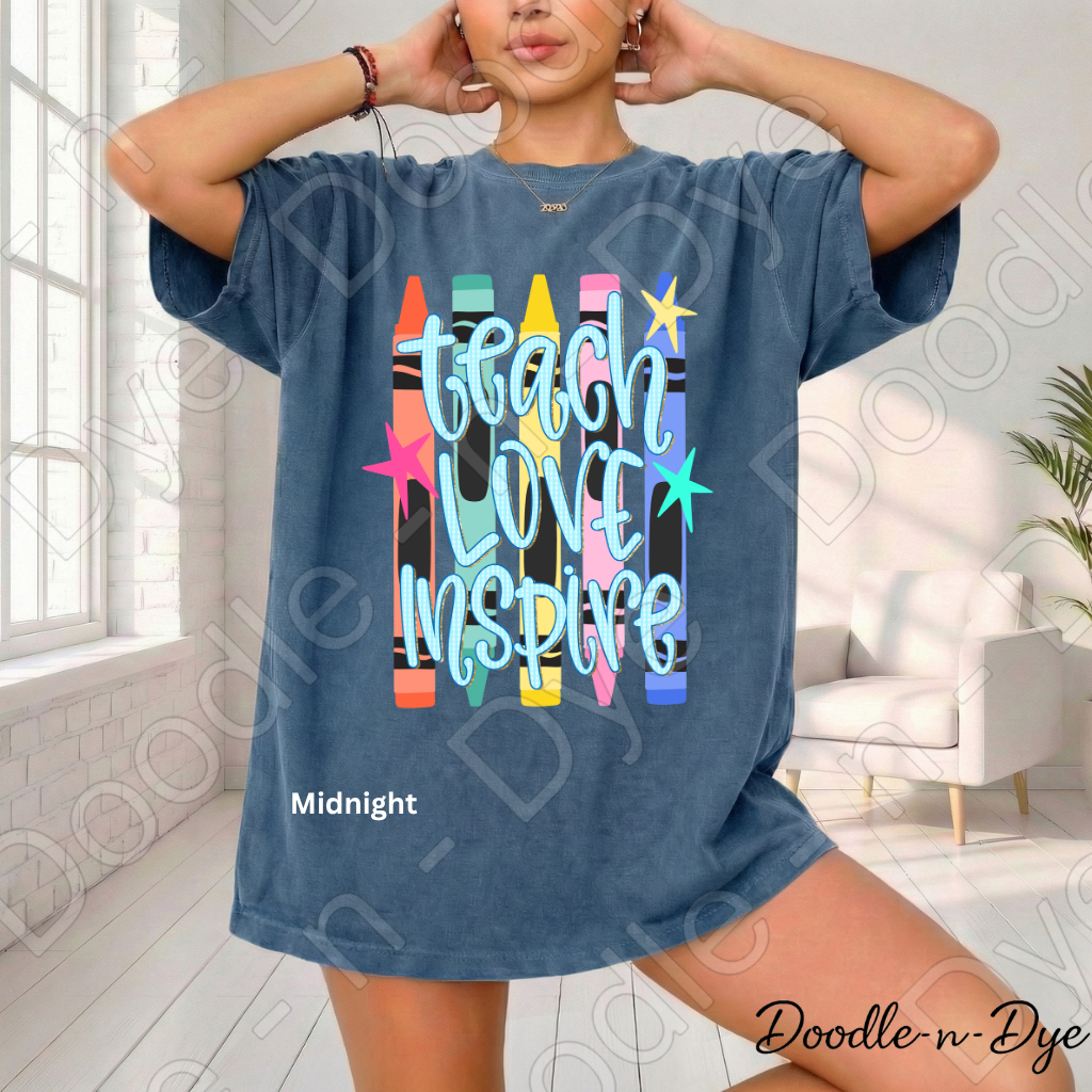 Teach Love Inspire Teacher Shirt, Inspirational Teacher Tee, Comfort Colors Teacher Shirt, Motivational Teacher Gift, Back to School Teacher Tee, Educator Shirt