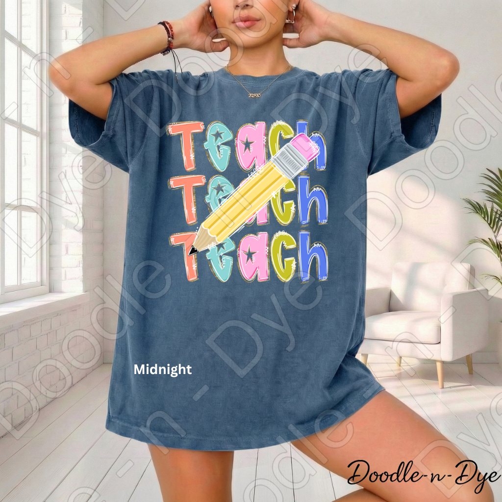 Teacher Pencil Comfort Colors Tee, Colorful Teacher Tee, First Day of School Shirt, Back to School Teacher Tee, Teacher Appreciation Gift, Educator Shirt, Gift for Teacher, Gift for Her