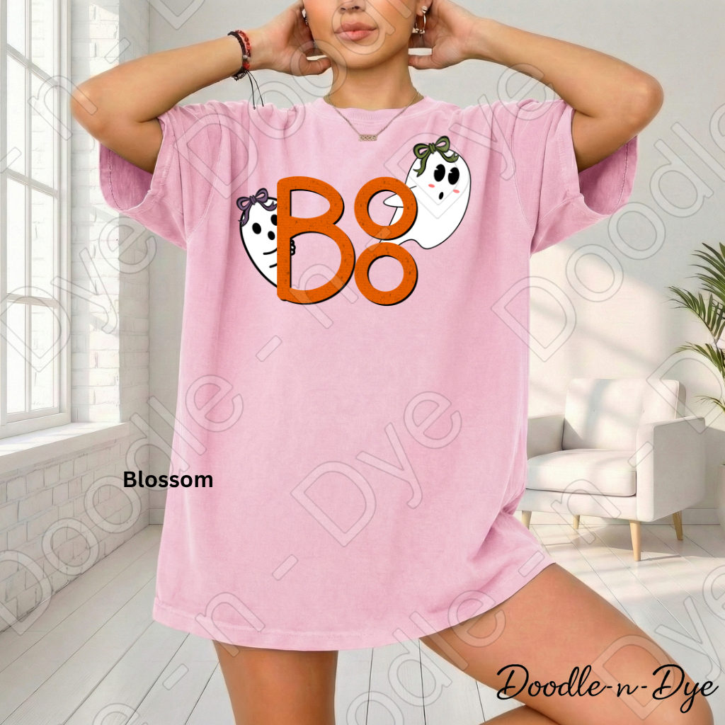BOO Ghost Halloween Shirt, Cute Ghost Tee, Doodle-n-Dye Original, Comfort Colors 1717, Spooky Season Shirt, Fall Halloween Graphic Tee