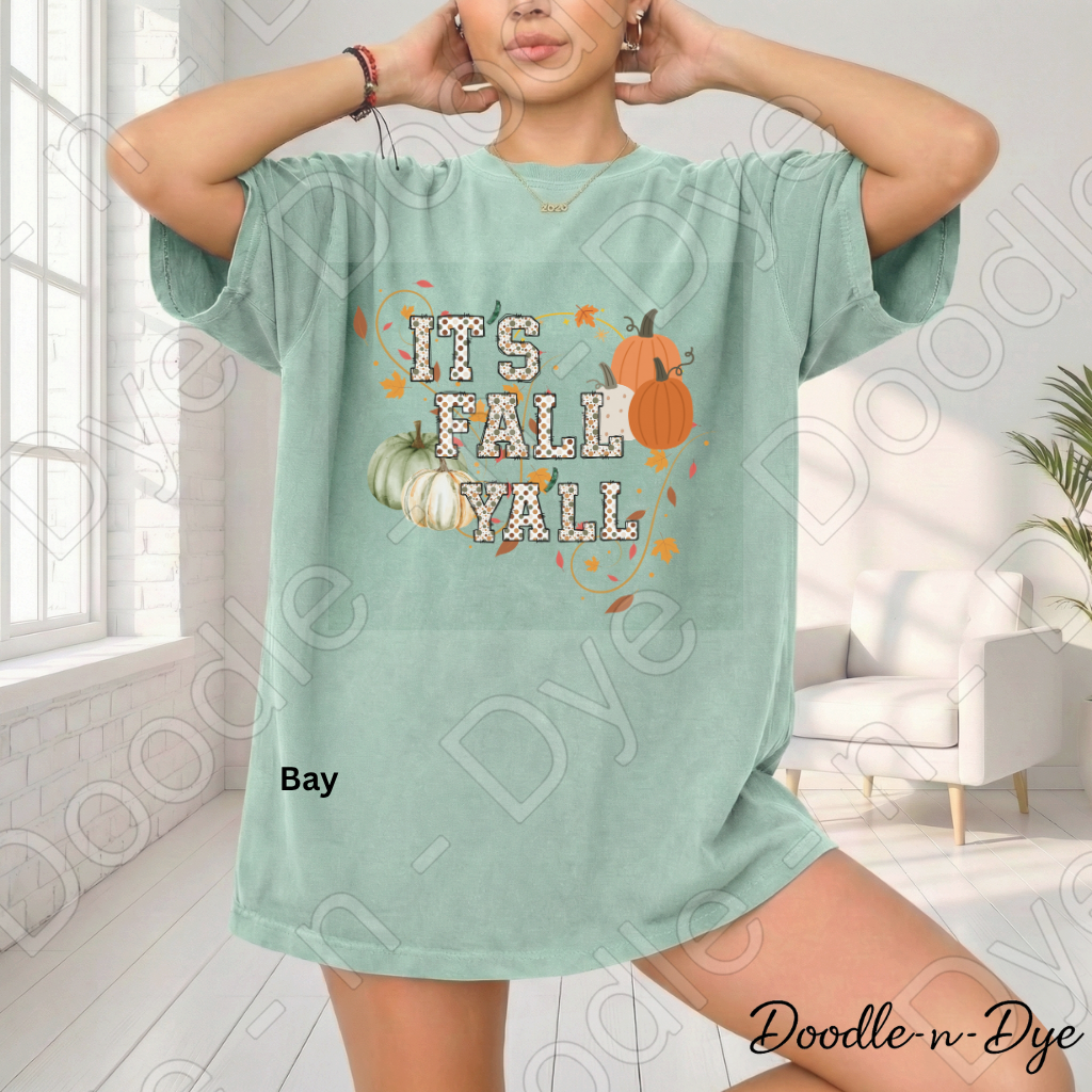 It's Fall Y'all Shirt, Doodle-n-Dye Original, Comfort Colors Fall Tee, Pumpkin Autumn Shirt, Farmhouse Fall Graphic Tee