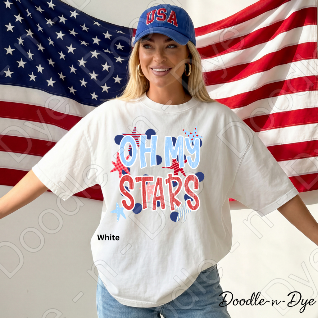 Oh My Stars Patriotic Shirt – Comfort Colors Red White & Blue Tee for 4th of July, Summer Events, Parades & Americana Outfits, 250th Anniversary Tee
