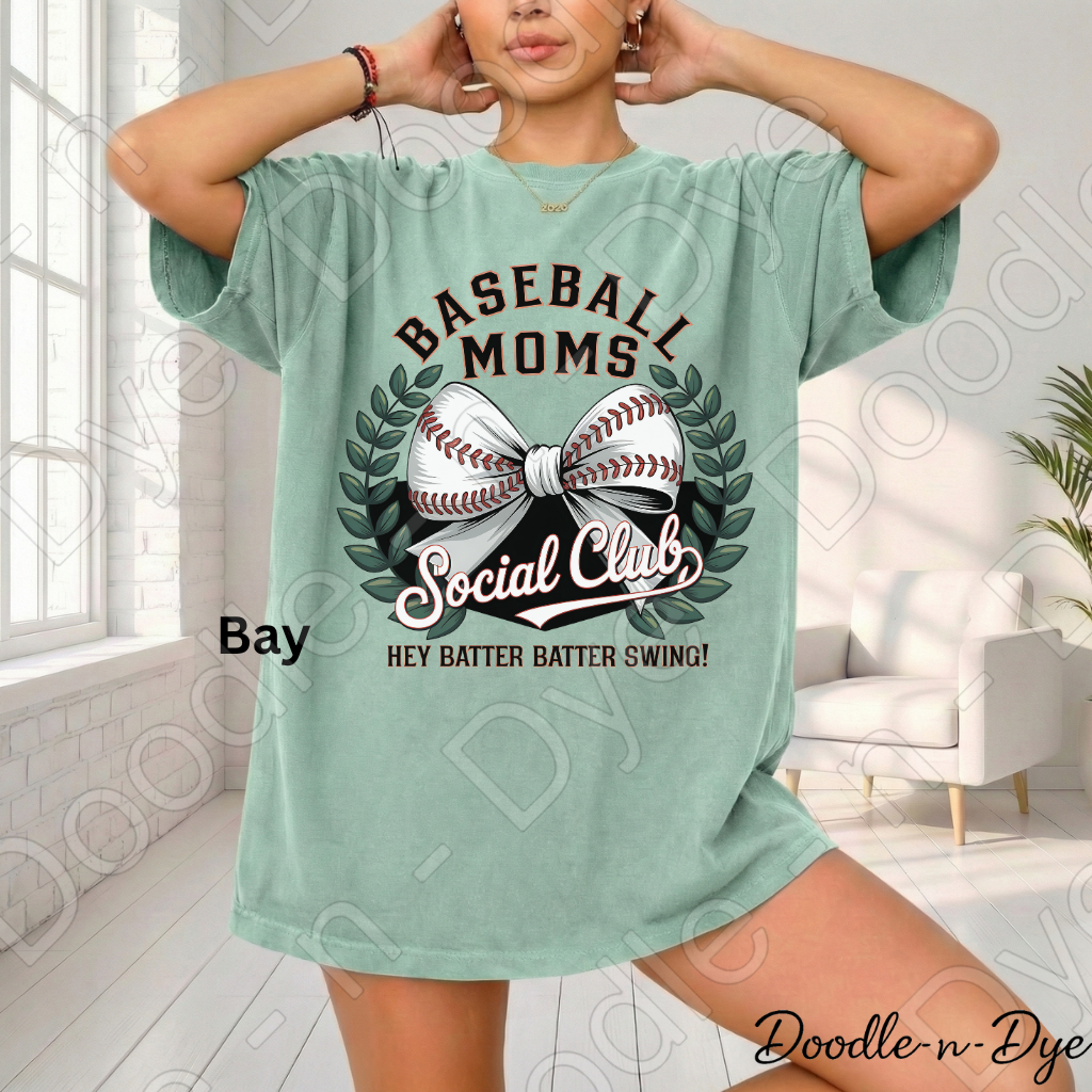 Baseball Moms Comfort Colors Tee, Moms Social Club Baseball Shirt, Hey Batter Batter Shirt, Baseball Moms Graphic, Baseball Moms Social Club T-Shirt