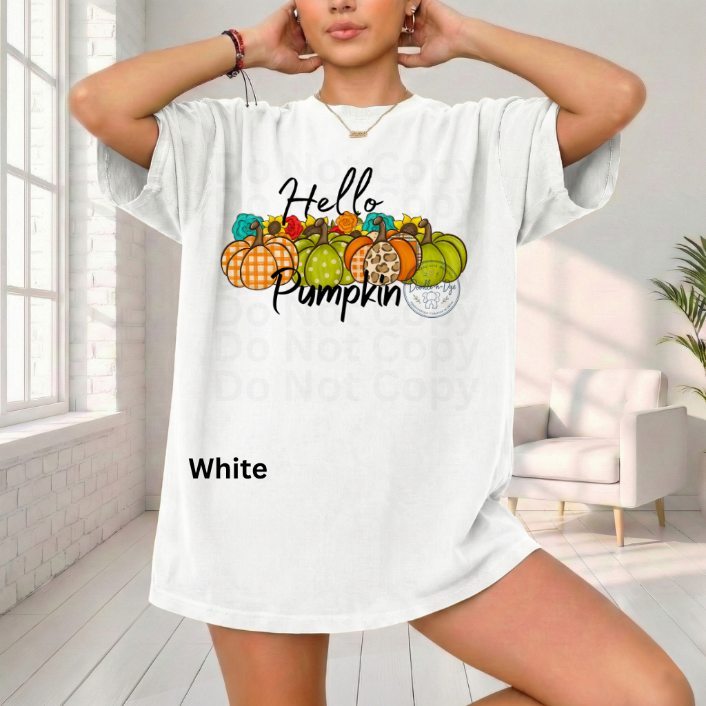 Hello Pumpkin Shirt | Original Fall Pumpkin Tee | Comfort Colors® 1717 Autumn Graphic Shirt | Cute Boutique Pumpkin Patch Tee