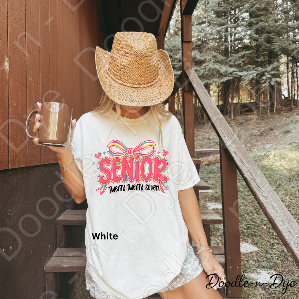 Senior 2027 Shirt Class of 2027 Comfort Colors® T-Shirt | Cute Coquette GO Senior Year Tee | Graduation Shirt | Senior Gift