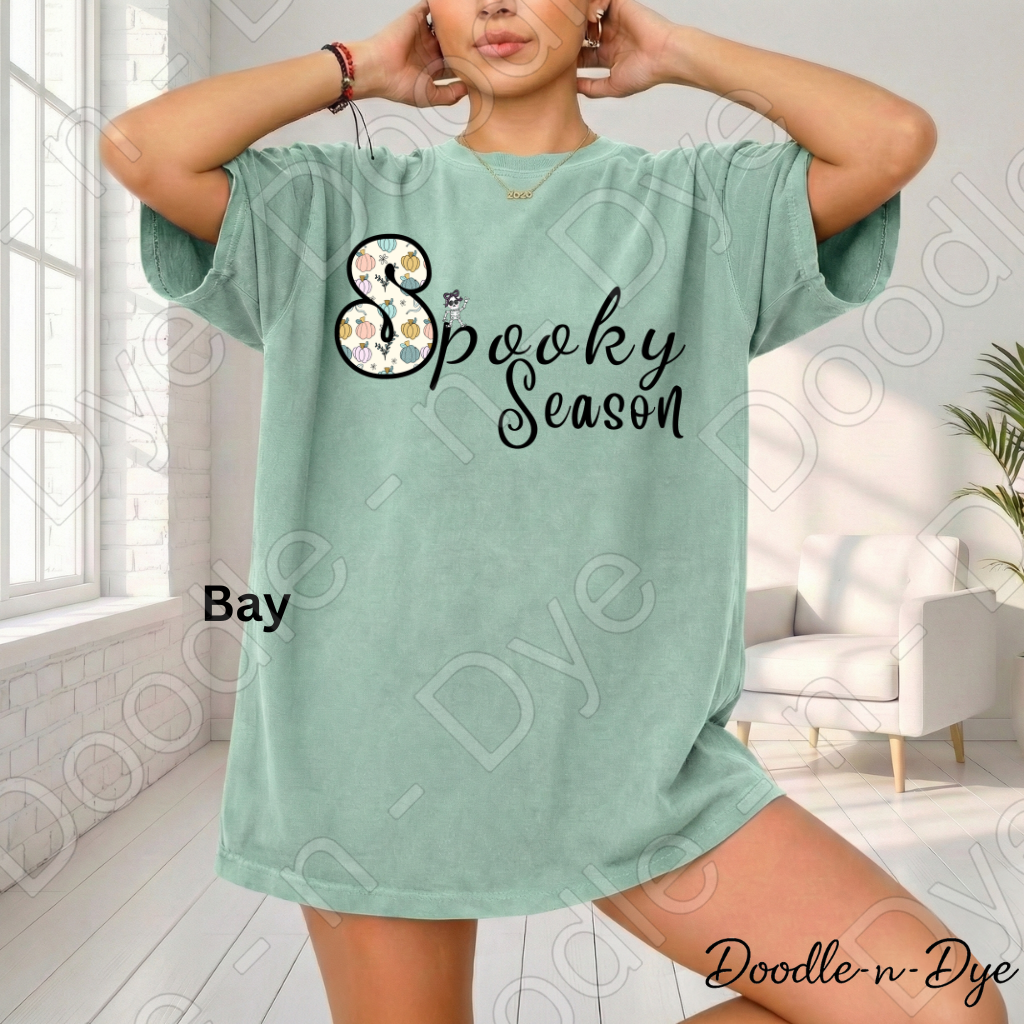 Spooky Season Shirt | Original Cute Halloween Comfort Colors® T-Shirt | Whimsical Ghost & Skeleton Fall Tee | Cozy Autumn Graphic Shirt