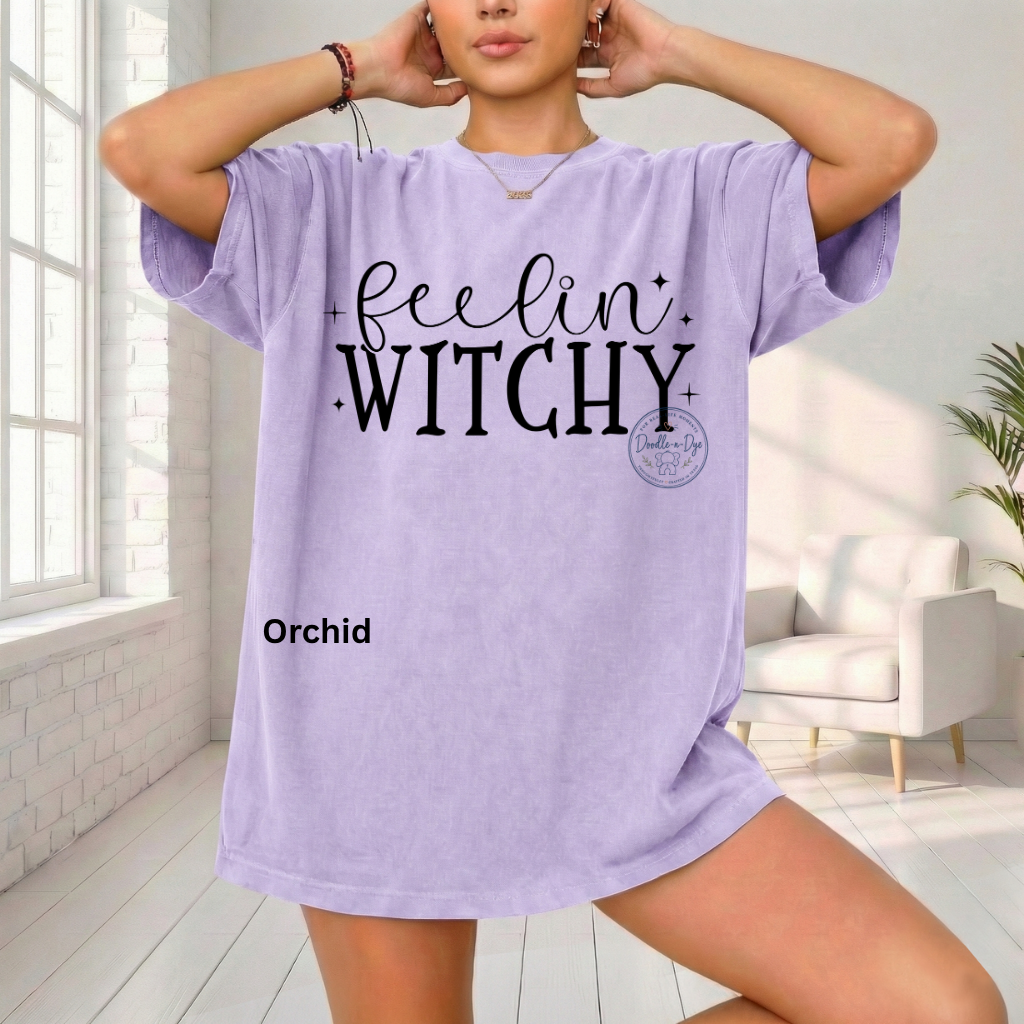 Feelin' Witchy Shirt | Comfort Colors® 1717 Halloween T-Shirt | Cute Fall Witch Graphic Tee | Spooky Season Shirt | Boutique Halloween Tee