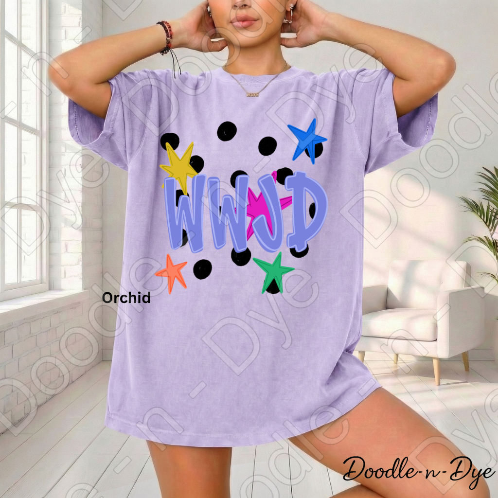 WWJD Shirt | Original Christian Comfort Colors Tee | What Would Jesus Do Graphic Shirt | Retro Faith Shirt | Colorful Christian Apparel