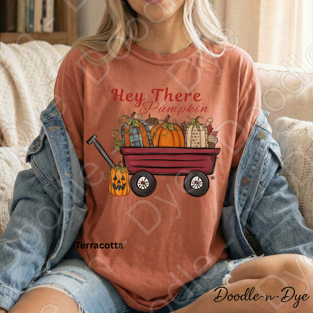 Hey There Pumpkin Shirt | Pumpkin Patch Wagon Tee | Comfort Colors 1717 | Cozy Fall Graphic Tee | Autumn Pumpkin Lover Shirt