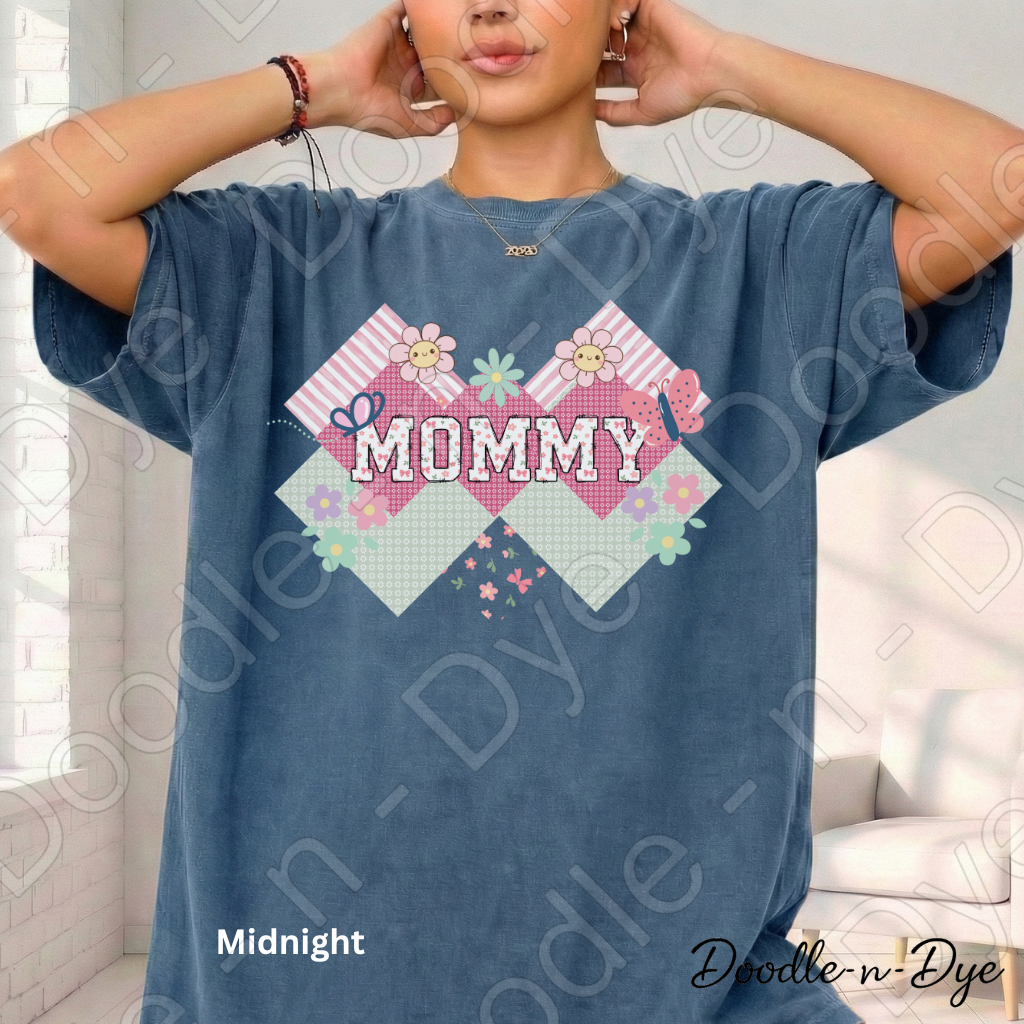 Mommy Comfort Colors Tee, New Mom T-Shirt, Cute Mom Graphic Tee, Floral Patterned Mommy Tshirt, Gift for Her, First Time Mom, Mother's Day Gift
