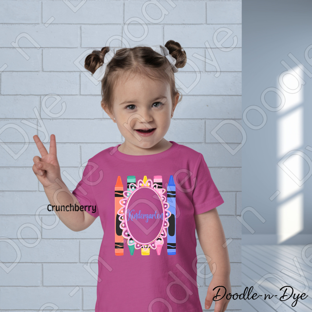 Youth Kindergarten Comfort Colors Tee, Back to School Kids Shirt, Cute Classroom Photo Outfit, Colorful Crayon Kindergarten Tee, Beginning of School Student Shirt