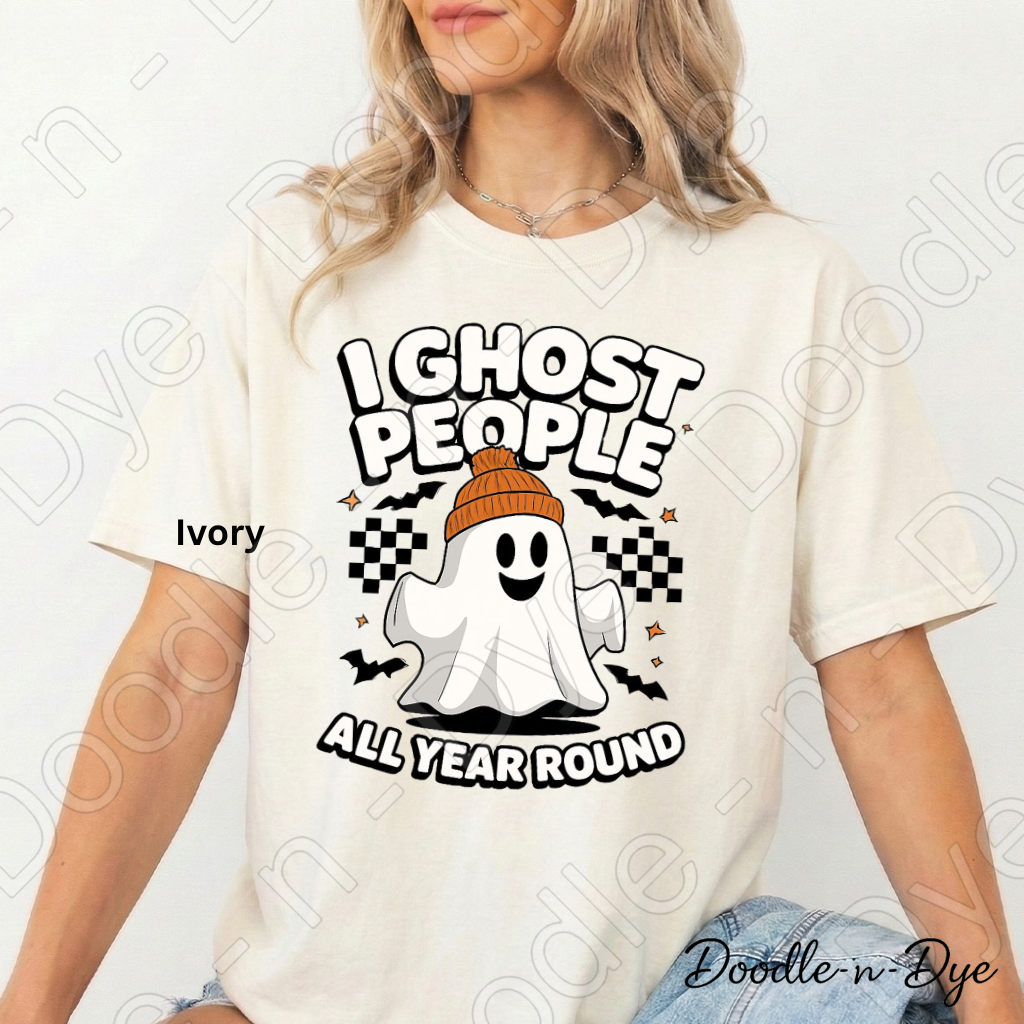 I Ghost People All Year Round Shirt, Funny Ghost Halloween Tee, Comfort Colors Ghost Shirt, Introvert Humor Shirt, Cute Spooky Season Tee, Ghost Lover Gift