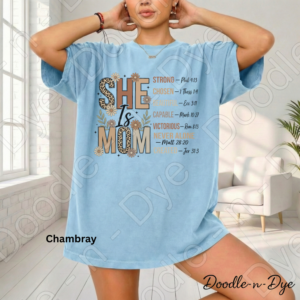 Christian Mom Shirt, She is Mom Faith-Based Tee, Faith Mom T-Shirt, She is Mom Scripture Tee, Gift for Her