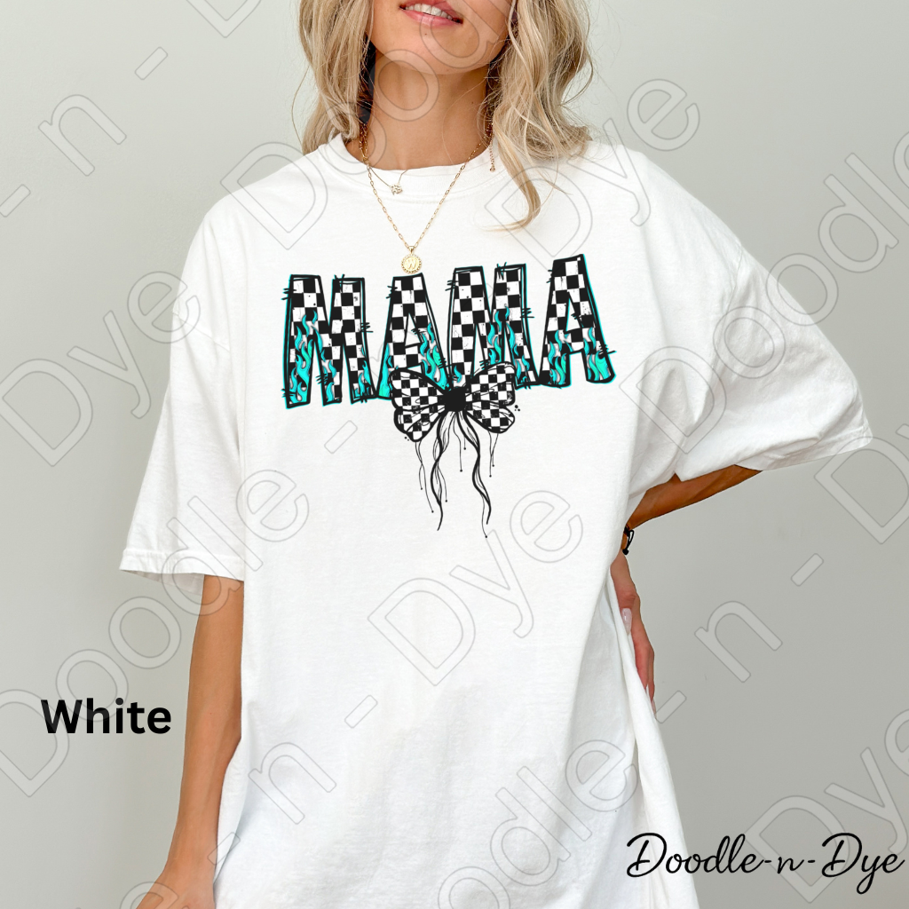 Mama Checkered Leopard Bow Shirt – Trendy Comfort Colors Mom Tee - Mother's Day Gift