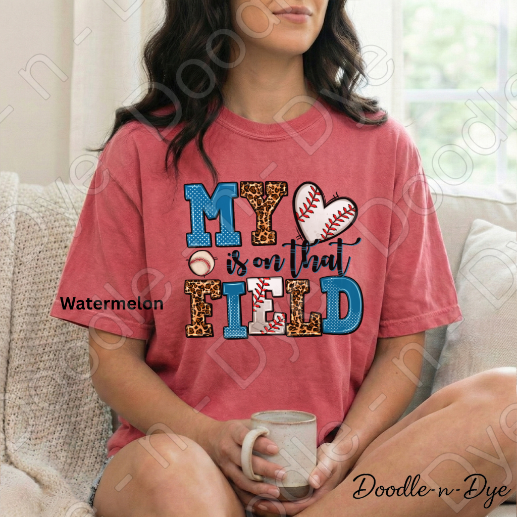 Baseball Mom Comfort Colors Tee, My Heart is on That Field Shirt, Baseball Season Tee, Gift for Mom, Baseball Life