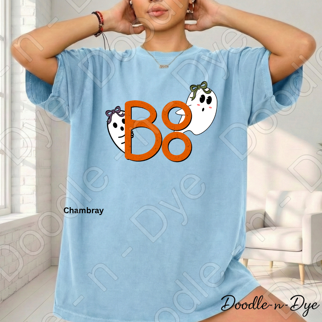 BOO Ghost Halloween Shirt, Cute Ghost Tee, Doodle-n-Dye Original, Comfort Colors 1717, Spooky Season Shirt, Fall Halloween Graphic Tee