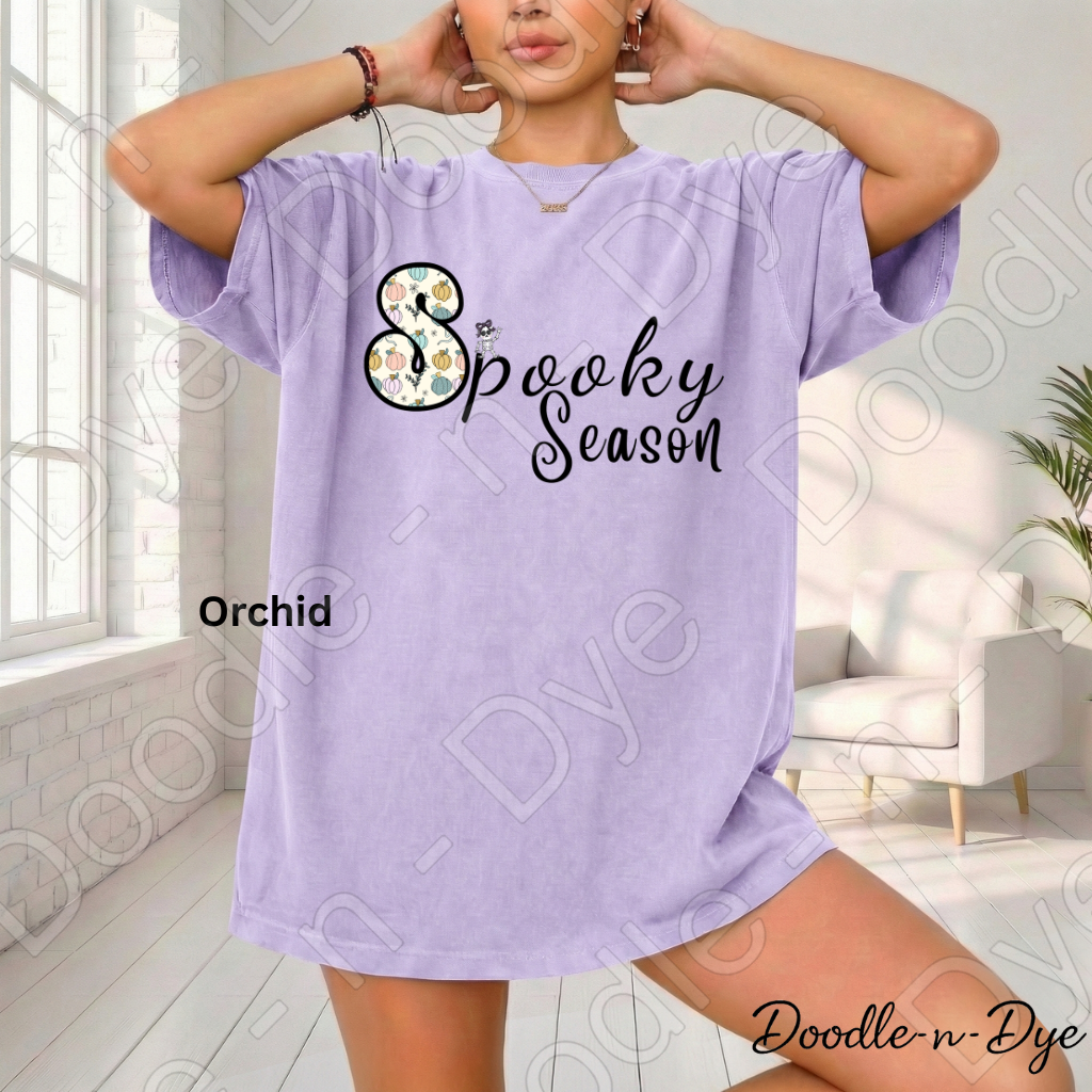 Spooky Season Shirt | Original Cute Halloween Comfort Colors® T-Shirt | Whimsical Ghost & Skeleton Fall Tee | Cozy Autumn Graphic Shirt