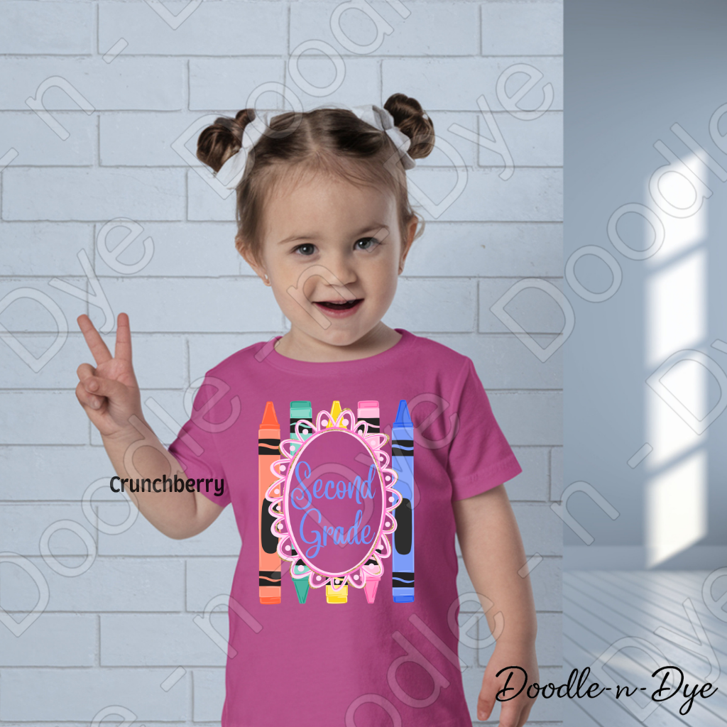 Youth Second Grade Comfort Colors Tee, Back to School Kids Shirt, Cute Classroom Photo Outfit, Colorful Crayon Second Grade Tee, Beginning of School Student Shirt