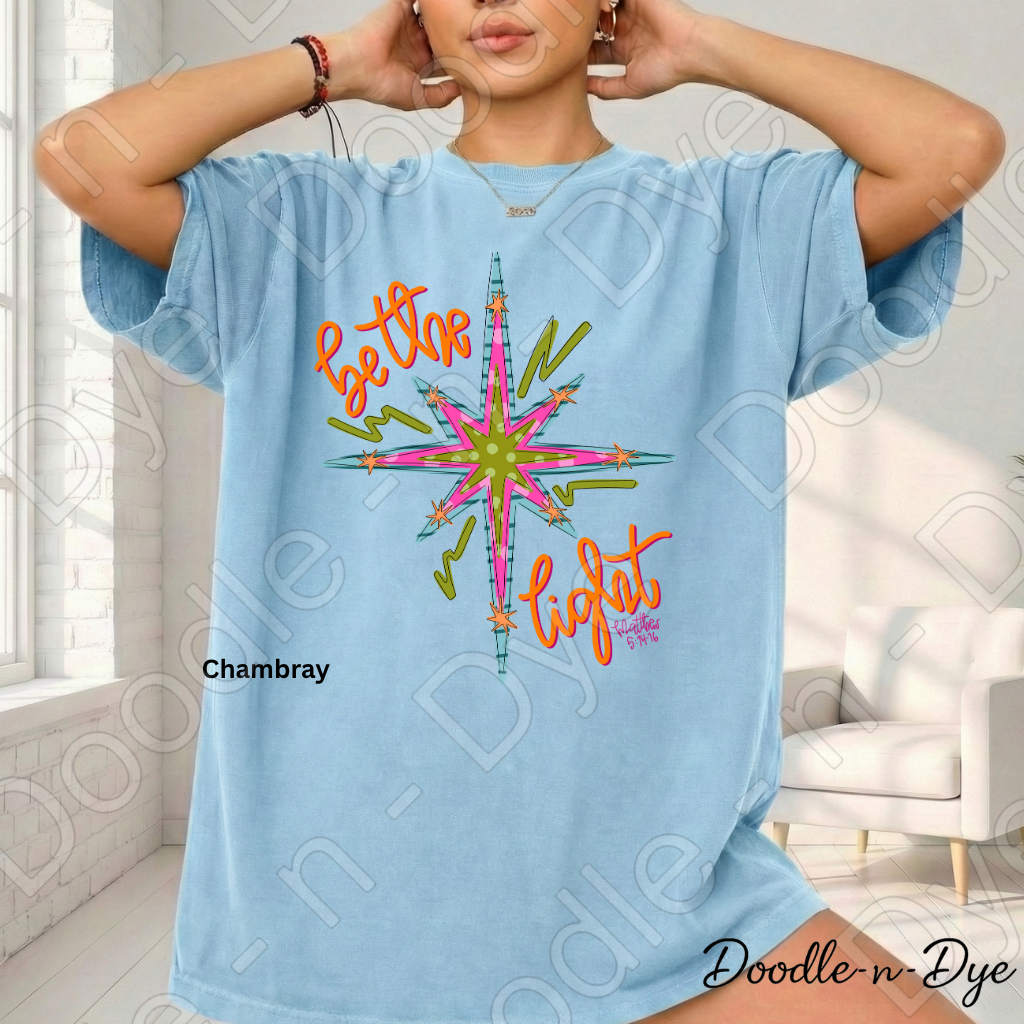 Be the Light Christian Shirt, Matthew 5:14-16 Tee, Retro Faith Shirt, Comfort Colors 1717, Colorful Christian Graphic Tee, Religious Inspirational Gift