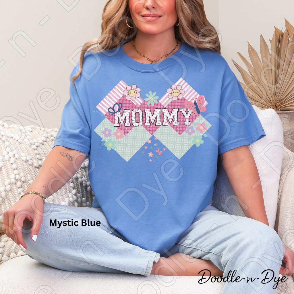 Mommy Comfort Colors Tee, New Mom T-Shirt, Cute Mom Graphic Tee, Floral Patterned Mommy Tshirt, Gift for Her, First Time Mom, Mother's Day Gift