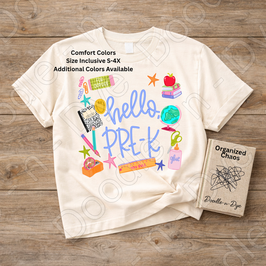 Hello Pre-K Teacher Shirt – Comfort Colors Back to School Preschool Teacher Tee for Early Childhood Educators