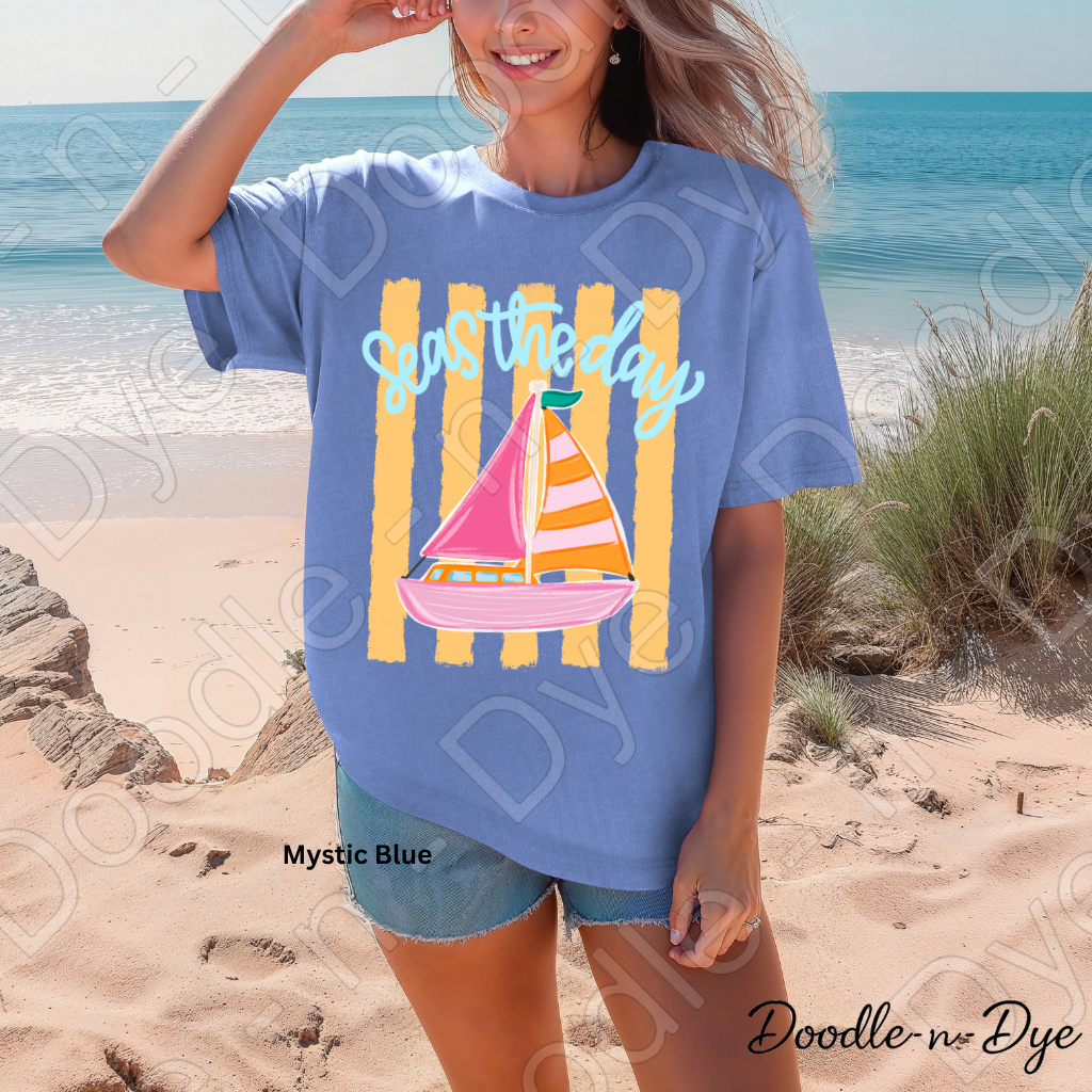 Seas the Day Comfort Colors Tee, Nautical Graphic Tee, Motivational Summer Shirt, Gift for Her