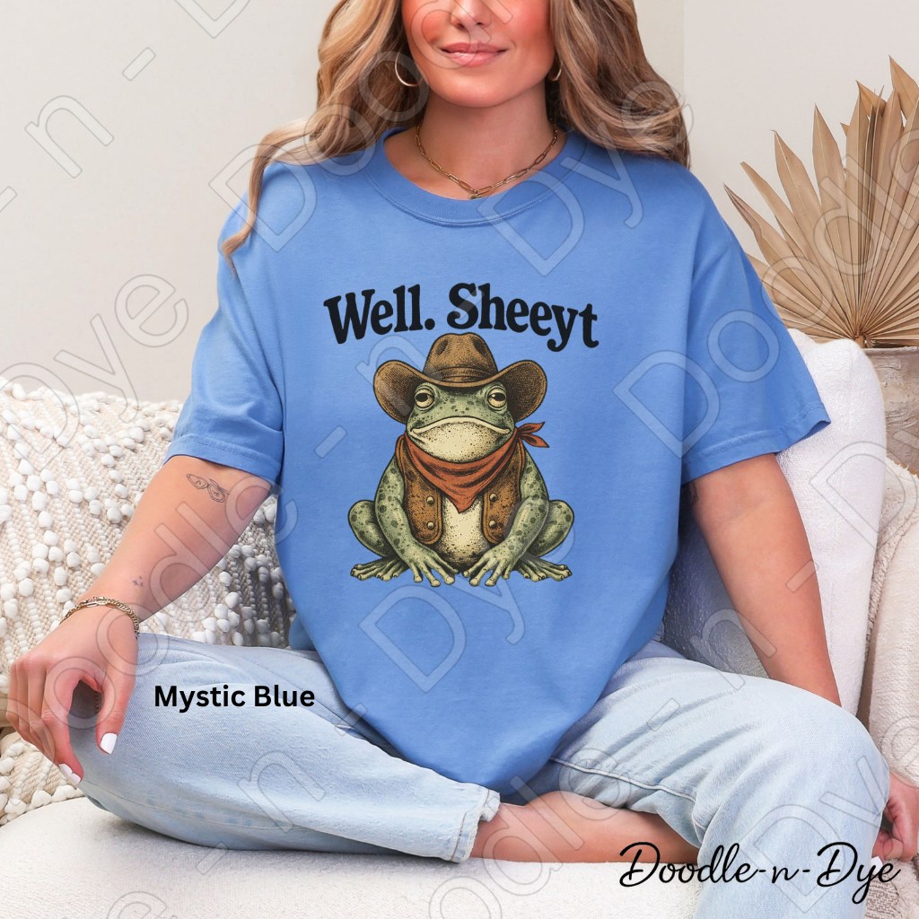 Funny Southern Comfort Colors Tee, Well Sheeyt Funny Cowboy Shirt, Snarky Toad T-Shirt, Humorous Frog Tee