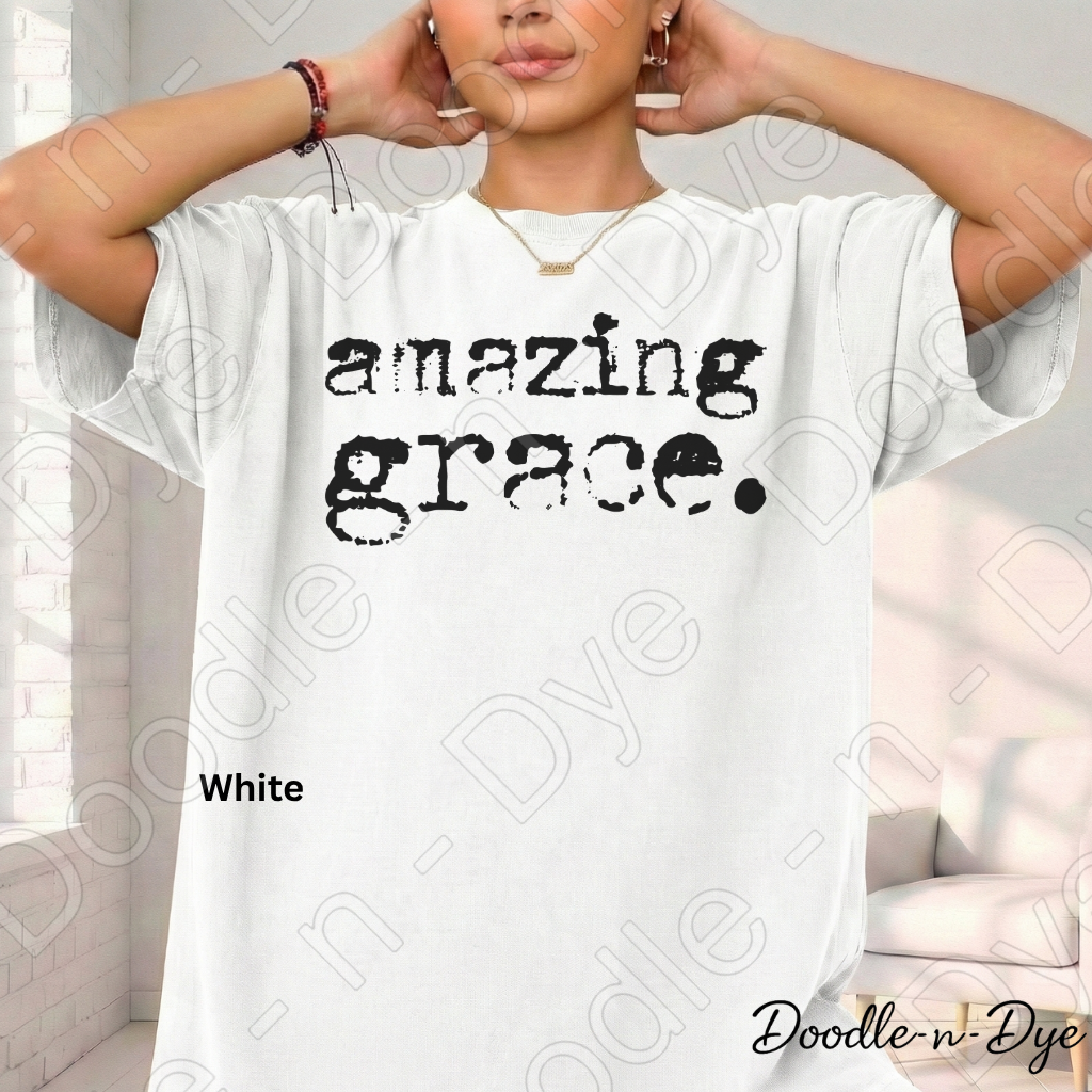 Christian Amazing Grace Shirt, Comfort Colors Vintage Faith-Based Tee, Christian Typography Typewrite T-Shirt