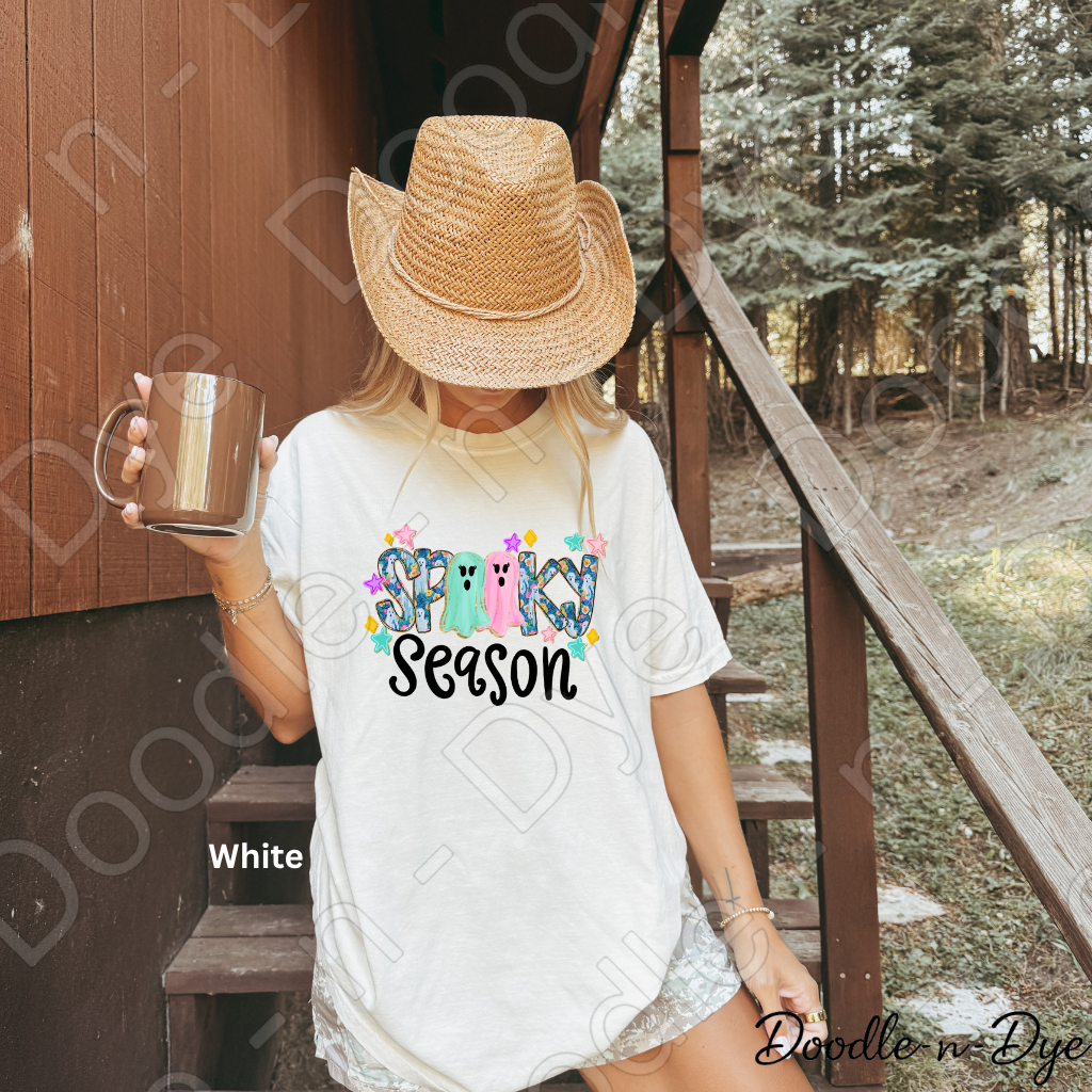 Preppy Spooky Season Ghost Shirt | Cute Halloween Comfort Colors® T-Shirt | Pastel Ghost Graphic Tee | Whimsical Fall Shirt | Cozy Halloween Tee