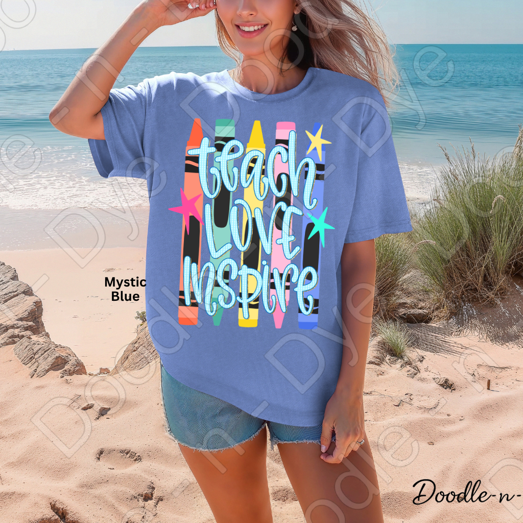 Teach Love Inspire Teacher Shirt, Inspirational Teacher Tee, Comfort Colors Teacher Shirt, Motivational Teacher Gift, Back to School Teacher Tee, Educator Shirt