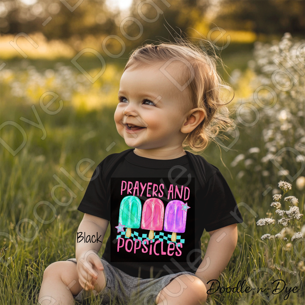 Summer Toddler Faith Shirt, Kids Prayers & Popsicles Tee, Christian Toddler T-Shirt, Kids Summer Popsicle T Shirt