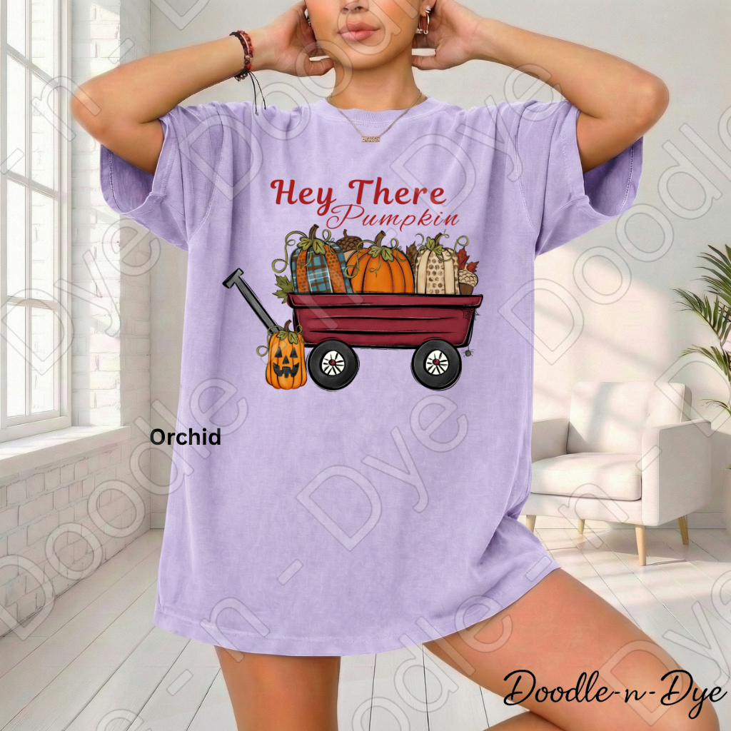 Hey There Pumpkin Shirt | Pumpkin Patch Wagon Tee | Comfort Colors 1717 | Cozy Fall Graphic Tee | Autumn Pumpkin Lover Shirt
