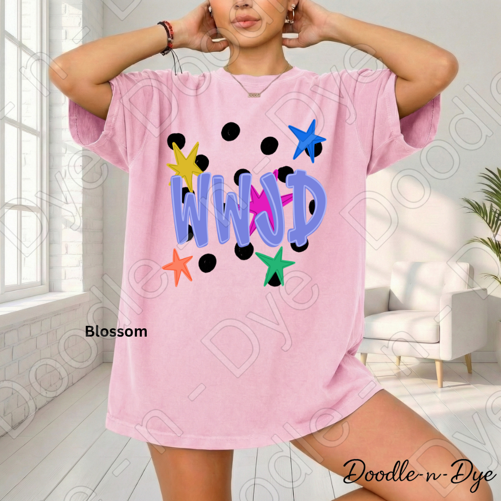 WWJD Shirt | Original Christian Comfort Colors Tee | What Would Jesus Do Graphic Shirt | Retro Faith Shirt | Colorful Christian Apparel