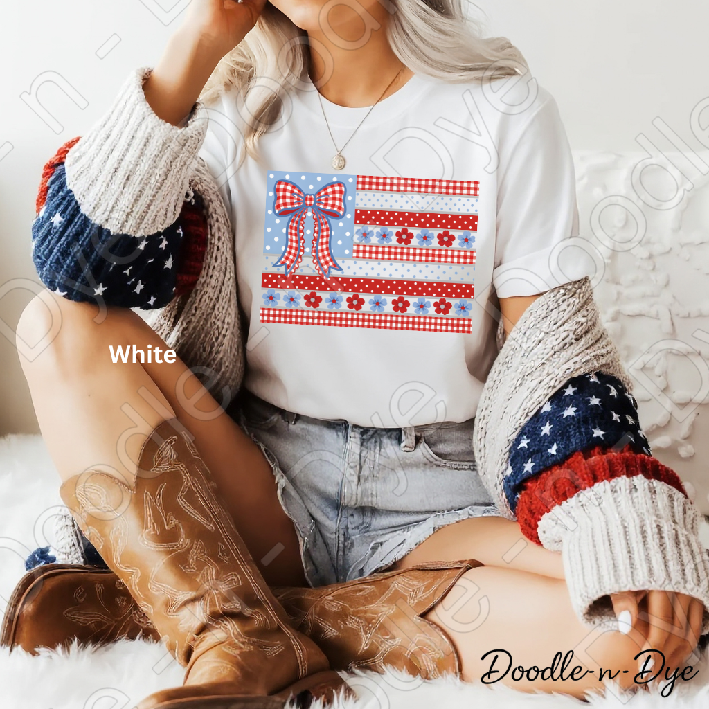 Patriotic Independence Day Comfort Colors Tee, Patchwork Quilt July 4th Shirt, Red White Blue 250th Anniversary T-Shirt