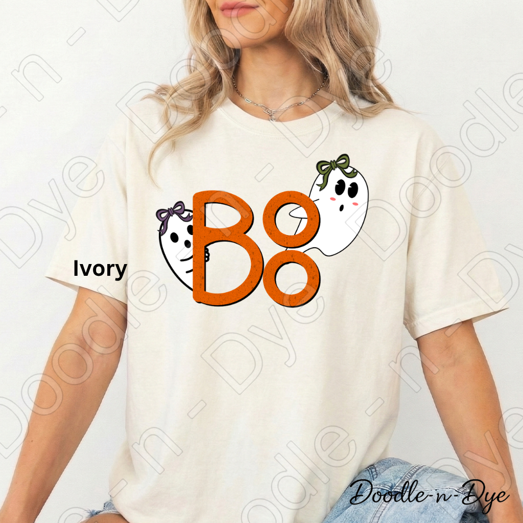 BOO Ghost Halloween Shirt, Cute Ghost Tee, Doodle-n-Dye Original, Comfort Colors 1717, Spooky Season Shirt, Fall Halloween Graphic Tee