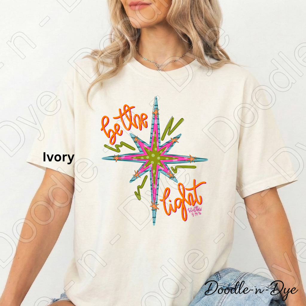Be the Light Christian Shirt, Matthew 5:14-16 Tee, Retro Faith Shirt, Comfort Colors 1717, Colorful Christian Graphic Tee, Religious Inspirational Gift