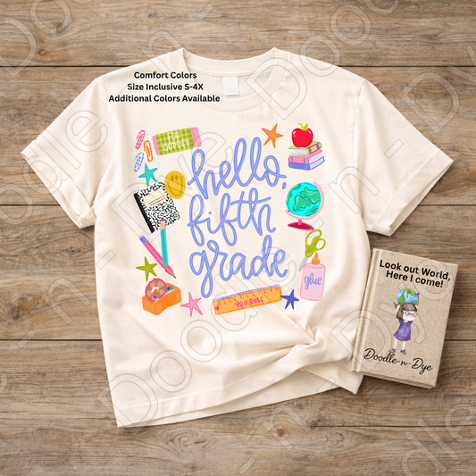 Hello Fifth Grade Teacher Shirt – Comfort Colors Back to School Fifth Grade Teacher Tee for Educators