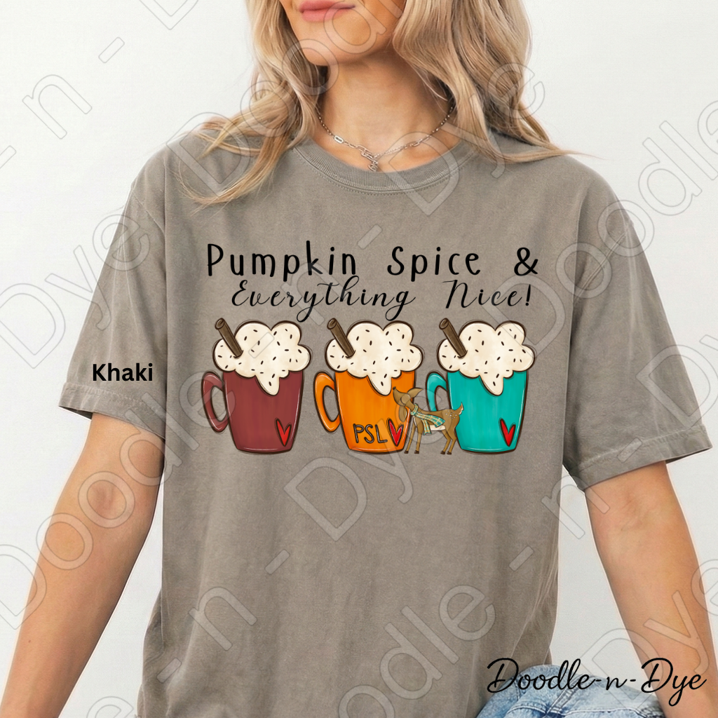 Pumpkin Spice & Everything Nice Shirt | Comfort Colors 1717 | PSL Fall Tee | Pumpkin Spice Latte Shirt | Cozy Autumn Graphic Tee