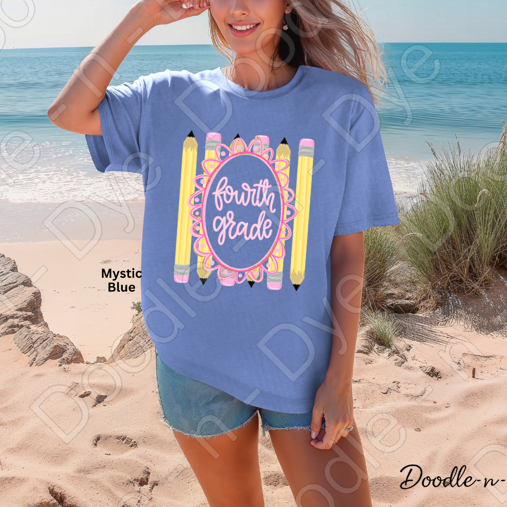 Fourth Grade Teacher Shirt, Fourth Grade Comfort Colors Teacher Tee, Grade Level Fourth Grade Teacher Shirt, Teacher Gift, Back to School Teacher Tee