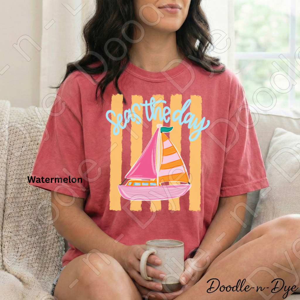 Seas the Day Comfort Colors Tee, Nautical Graphic Tee, Motivational Summer Shirt, Gift for Her