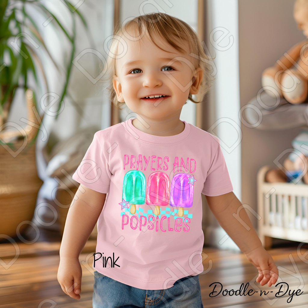 Summer Toddler Faith Shirt, Kids Prayers & Popsicles Tee, Christian Toddler T-Shirt, Kids Summer Popsicle T Shirt